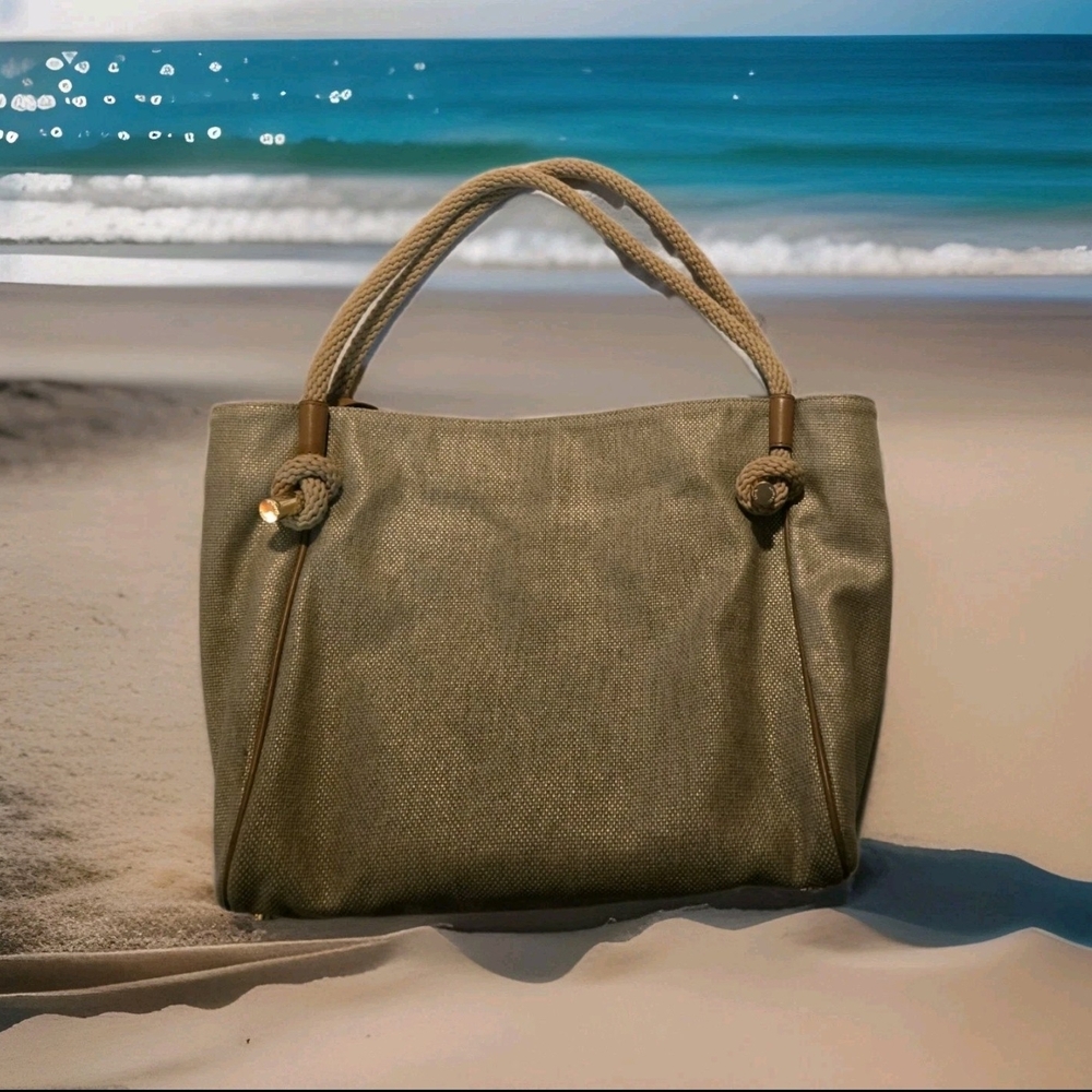 Michael Kors Beige Canvas Tote with Rope Handles - Picture 2 of 7